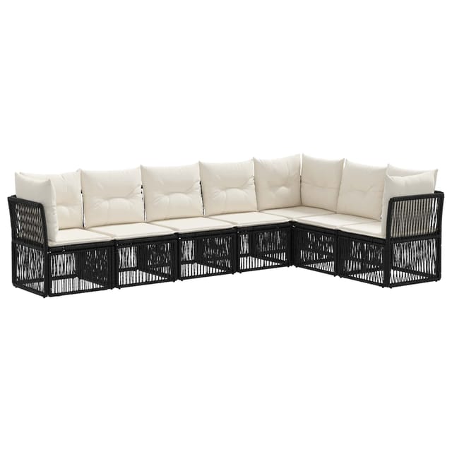 Gartensofa-set 7 Pcs Schwarz Poly-rattan Vidaxl