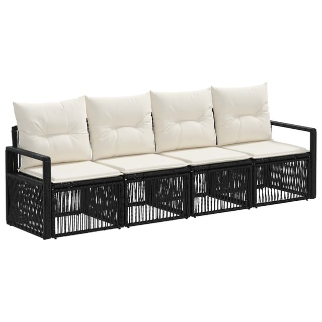 Gartensofa-set 4 Pcs Schwarz Poly-rattan Vidaxl