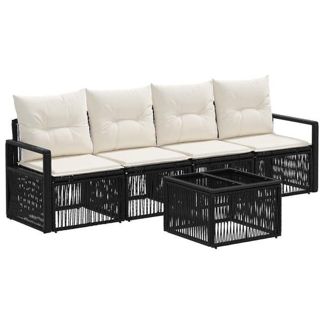Gartensofa-set 5 Pcs Schwarz Poly-rattan Vidaxl