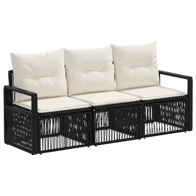 Gartensofa-set 3 Pcs Schwarz Poly-rattan Vidaxl