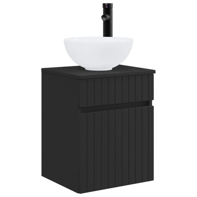 Wandmontierte Waschbecken-vanität Schwarz 39 X 41 X 64,5 Cm Vidaxl