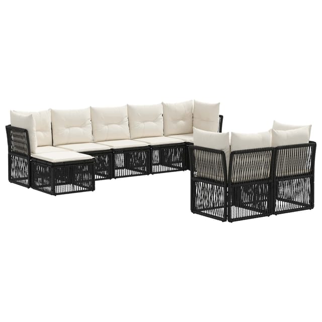 Gartensofa-set 9 Pcs Schwarz Poly-rattan Vidaxl