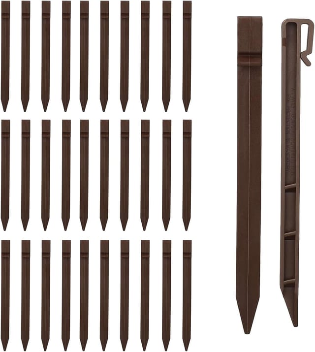 Packung Mit 30 Robusten 24 Cm Kunststoff-erdankern Für Landschaftseinfassungen, Beeteinfassungen, Terrassen, Bretter, Gartenzelte (braun, 30)