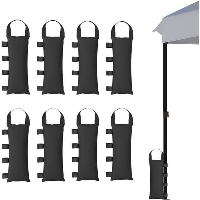 Set Mit 8 Pavillon-gewichtssäcken. 40 Kg. Strapazierfähiges 600d Oxford-gewebe. Zeltfüße. Schwarz.