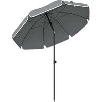 M Strand-sonnenschirm, Neigbarer Garten-sonnenschirm Mit Sandanker, Höhenverstellbar, Tragetasche, Dunkelgrau