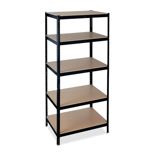 Schwerlastregal, Hbt: 200x90x60 Cm, Traglast: 1325 Kg, 5 Ebenen, Zum Stecken, Keller & Garage, Stahl, Schwarz - Relaxdays