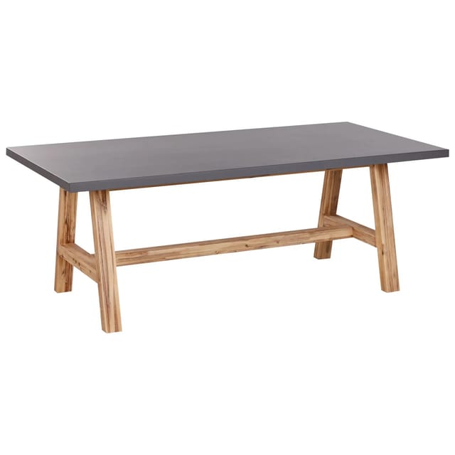 Gartentisch Grau U. Heller Holzfarbton Faserzement Tischplatte Rechteckig 200x100 Cm Mit Holzbeinen Indoor & Outdoor Garten Wohnzimmer
