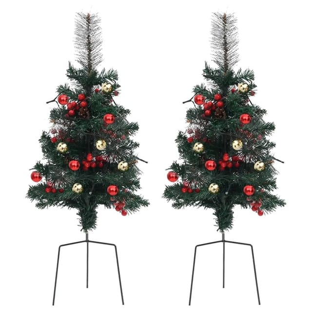 vidaXL Künstlicher Weihnachtsbaum mit LEDs 2 Stk 76 cm PVC