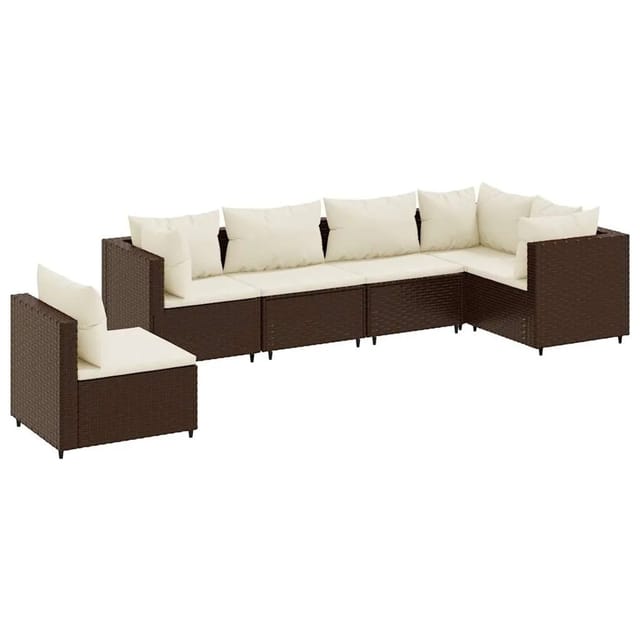 vidaXL 6-tlg Garten-Lounge-Set mit Kissen Braun Poly Rattan Modell 6