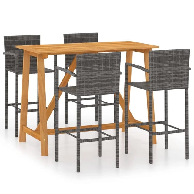 vidaXL 5-tlg Gartenbar-Set Grau Modell 4