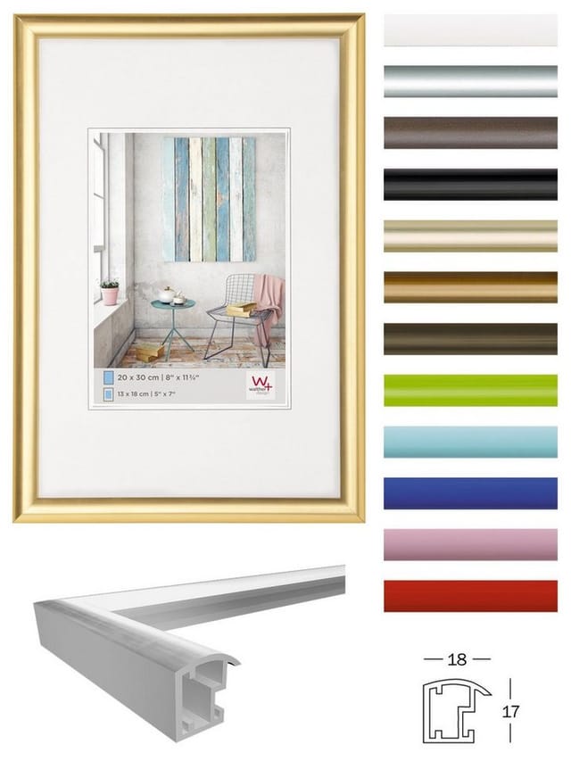 walther design Trendstyle Kunststoff Bilderrahmen 10x15 cm Gold
