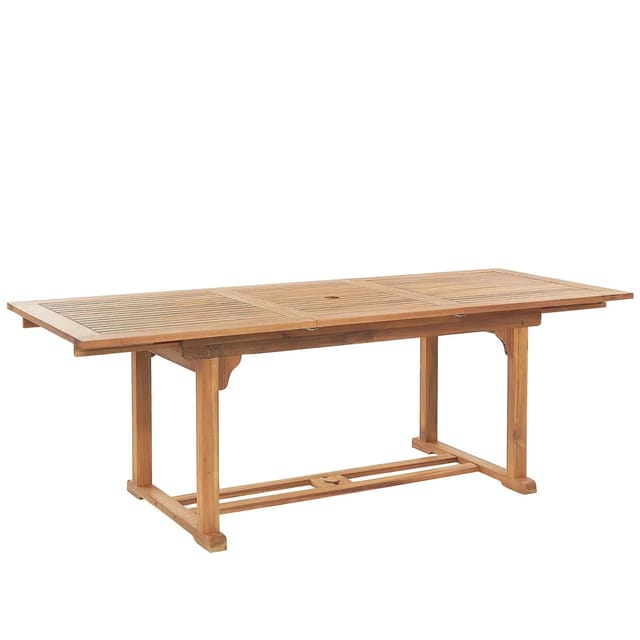 Beliani Gartentisch JAVA Heller Holzfarbton 160x90x74