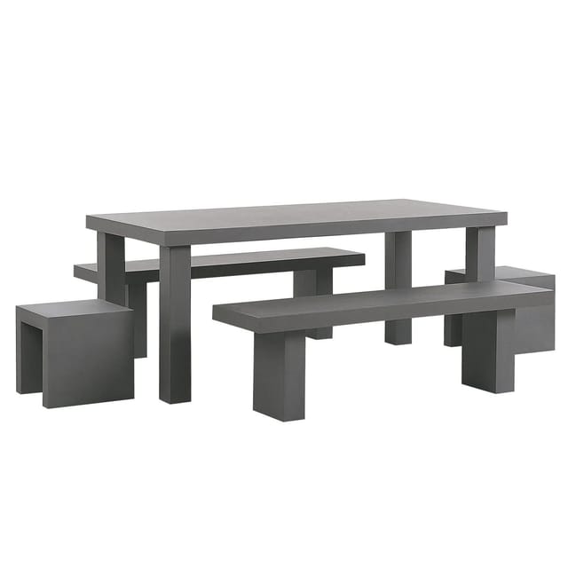 Beliani Gartentisch Set TARANTO Grau 90 x180x76