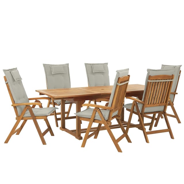 Beliani Gartentisch Set JAVA Taupe 90x220x105