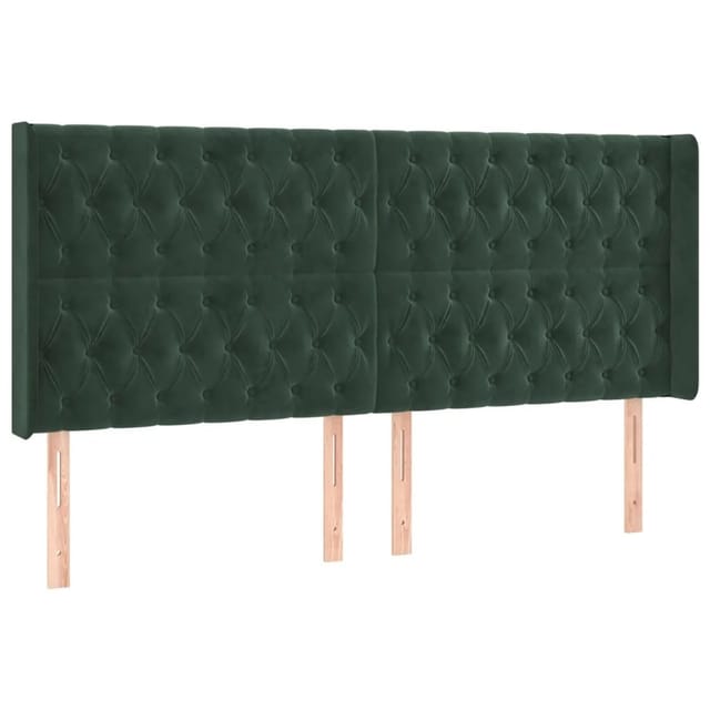 vidaXL LED Kopfteil Dunkelgrün 203x16x118/128 cm Samt 3124453