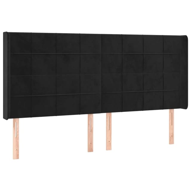 vidaXL LED Kopfteil Schwarz 203x16x118/128 cm Samt 3124116