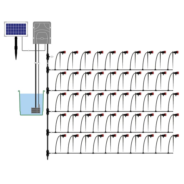 esotec Bewässerungssystem Solar Bewässerungssystem WaterDrops 50 regulierbare Tropfer 101124, (Komplettset)