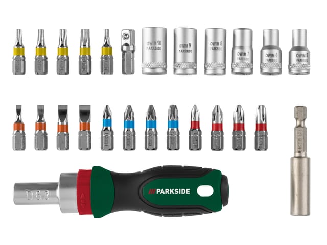 PARKSIDE® Ratschen-Bit- und Steckschlüssel-Set / Bit-Set / Ratschen-Schraubendreher-Bit- und Steckschlüssel-Set (Bit- und Stecknusssatz)