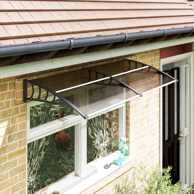 Außenmarkise Für Türen Und Fenster, 200 X 96 Cm, Mit Aluminiumlegierungsträger, Pp-polycarbonat, Braun
