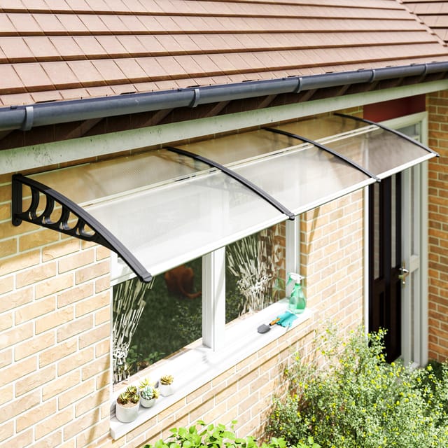 Outsunny Markise Für Türen Und Fenster, 303 X 96 Cm, Transparentes Polycarbonat-schutzdach