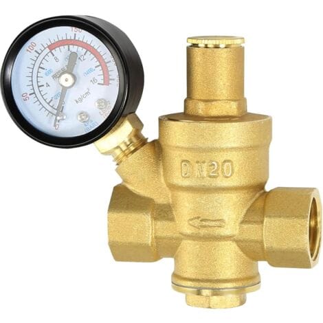 Houhence – Dn20 (3/4 Zoll) Wasserdruckminderer – Integriertes Manometer – Hochfestes Messing – Max. Druck 1,6 Mpa – Einfache Installation