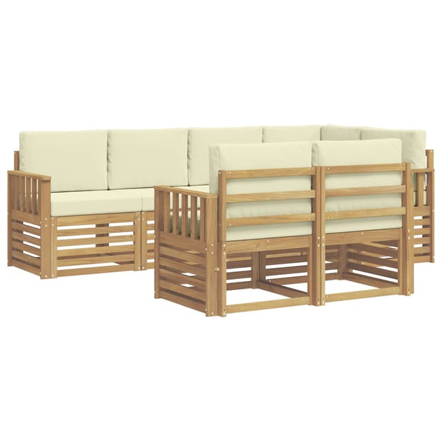 Outdoor-sofagarnitur 7 Pcs Weiß Und Creme 247 X 128,5 X 73 Cm Vidaxl
