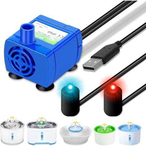 Bunthaus Ersatzpumpe Für Katzenbrunnen: Extrem Leise Haustierbrunnenpumpe Mit Mini-led-beleuchtung, Ersatzpumpe Für Tauchpumpen, 464343 Mm