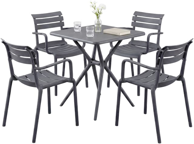 Gartenmöbel-set Avena Mit 4 Stühlen Dunkelgrau