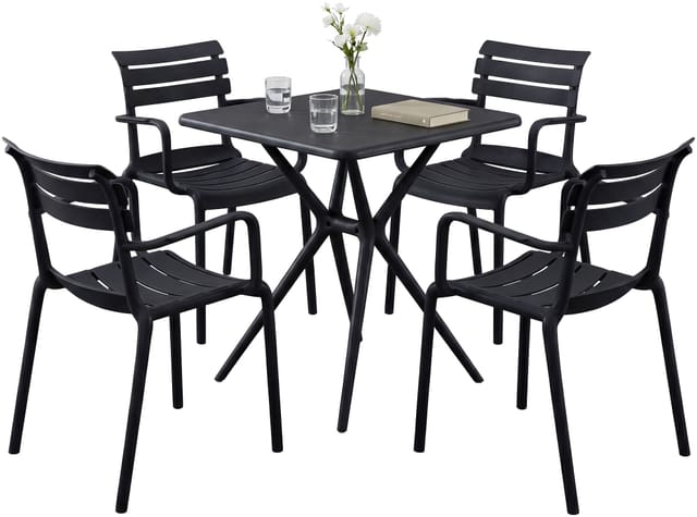Gartenmöbel-set Avena Mit 4 Stühlen Schwarz