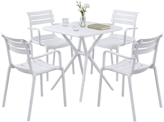 Gartenmöbel-set Avena Mit 4 Stühlen Weiß