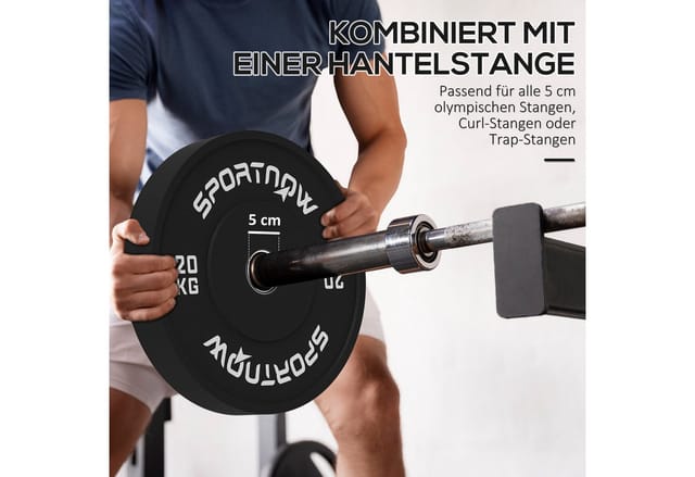 SPORTNOW Hantelscheiben 2 x 10kg Gewichte Gummi Schwarz Ø45 x 8H cm