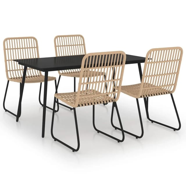 vidaXL 5-Tlg Garten-Essgruppe Poly Rattan und Glas 3060233