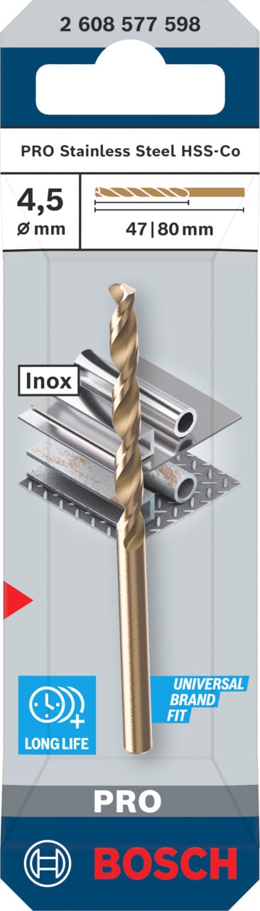 Bosch PRO Stainless Steel HSS-Co Spiralbohrer, 4,5 x 47 x 80 mm