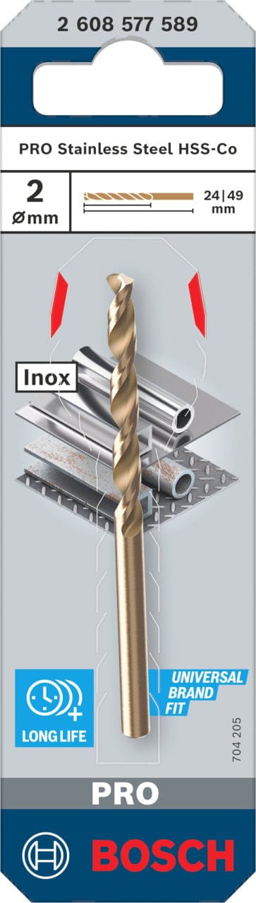 Bosch PRO Stainless Steel HSS-Co Spiralbohrer, 2 x 24 x 49 mm