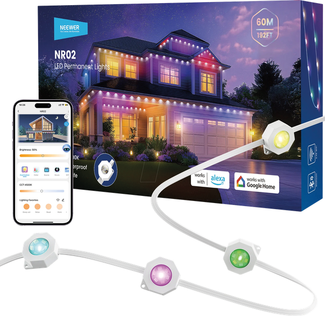 NEEW NR02-60 - Smart Light, LED Lichterkette, außen, RGBCW, 60 m