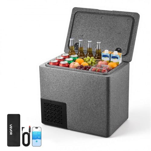 VEVOR Kompressor Kühlbox 20 L, Auto Kühlschrank aus Ultraleichtem EPP, Elektrische Gefrierbox mit App-Steuerung, 12 V/24 V DC, -10 °C bis 10 °C, für LKW, Van, RV, SUV, Boot, Reisen & Camping