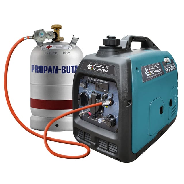 Könner&söhnen - Lpg/benzin-inverter-generator Ks 3100ig S Von Höchstleistung 3100 W, Schuko-steckdose 230 V, 2 Usb-anschlüsse, Led-anzeige, Eco-modus, Kupferwicklungen, Kurzschluss- Und Überlastschutz