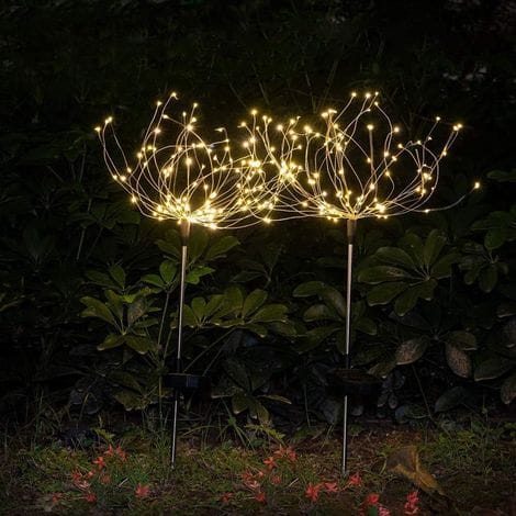 2er-pack Solar-gartenleuchten „starburst“, 120 Led-solar-feuerwerkslichter, 40 Lichterketten Aus Kupferdraht – Diy-blumendekoration Für Wege, Terrassen, Rasen, Hinterhof Und Partys