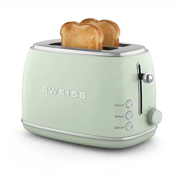 Vintage Toaster 2 Schlitze - Sweiss - Grs7 - 850 W - Einstellbarer Thermostat - Grün