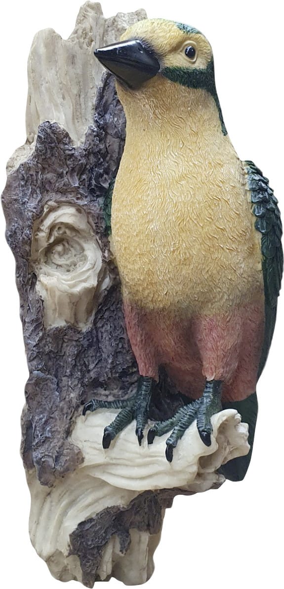 Dekofigur Vogel Specht an der Wand 29 x 12 cm bunt