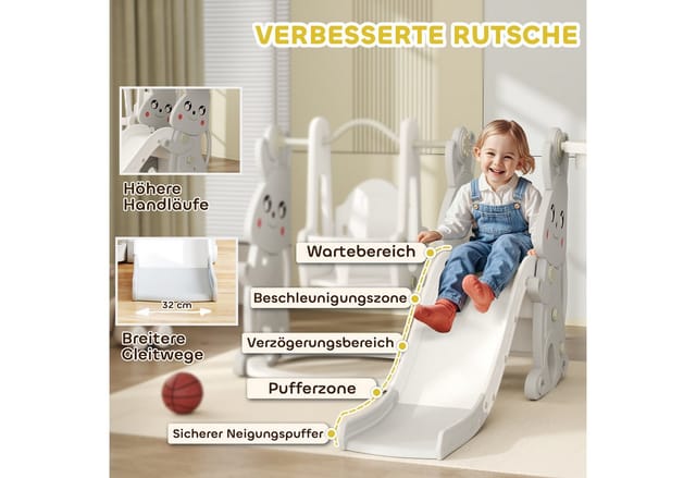 AIYAPLAY Kinderschaukel & Kinderrutsche Set Grau 160L x 147,5B x 107H cm