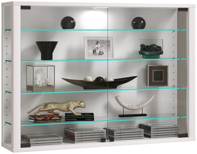 ebuy24 VitrosaL Vitrinenschrank Wandhängend 2 Glastüren Weiß