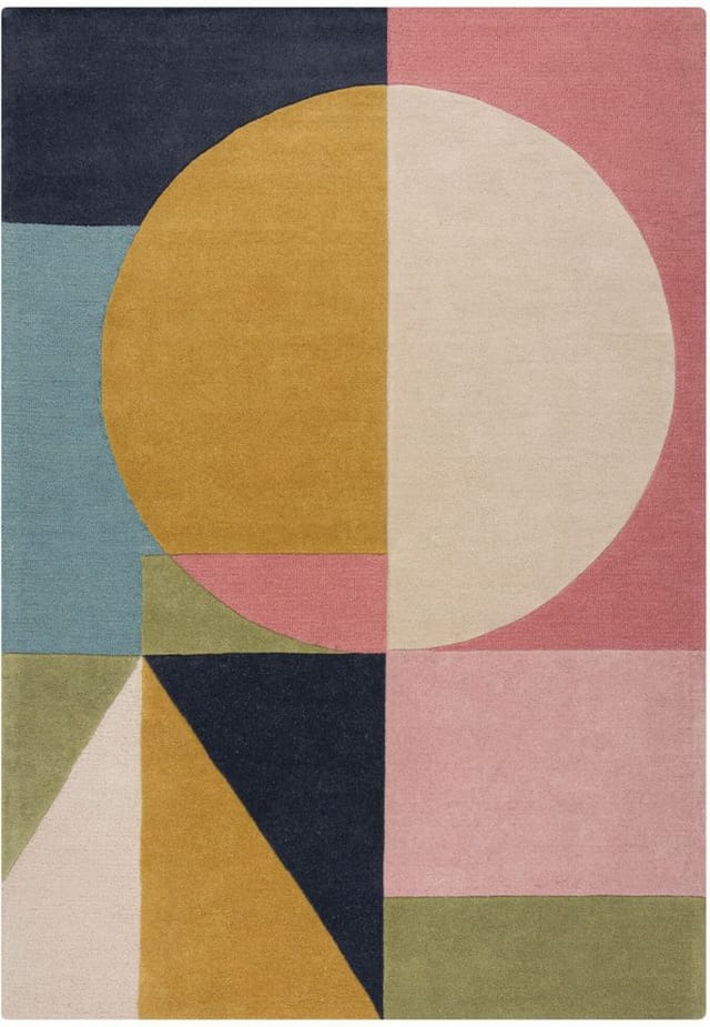 FLAIR RUGS Wollteppich Esre, aus 100% Wolle, rechteckig, Höhe: 7 mm, geometrisches Design, handgearbeiteter Konturenschnitt, Wohnzimmer