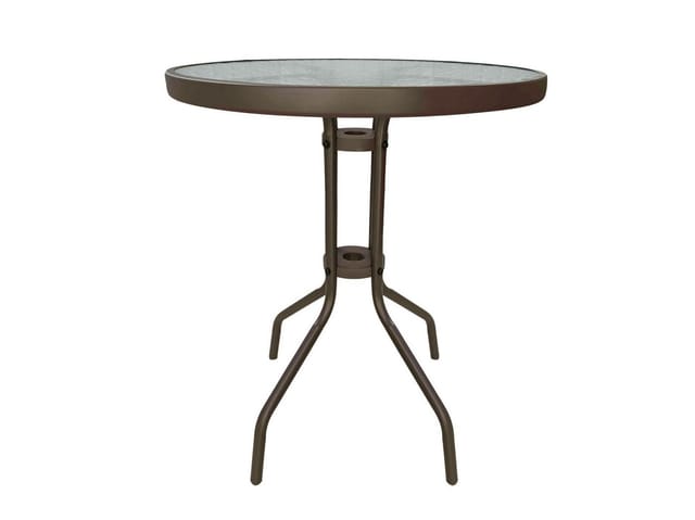 dasmöbelwerk Gartentisch Gartentisch Ibiza Balkontisch Bistrotisch Ø60x70 cm braun Metall/Glas (1-St)