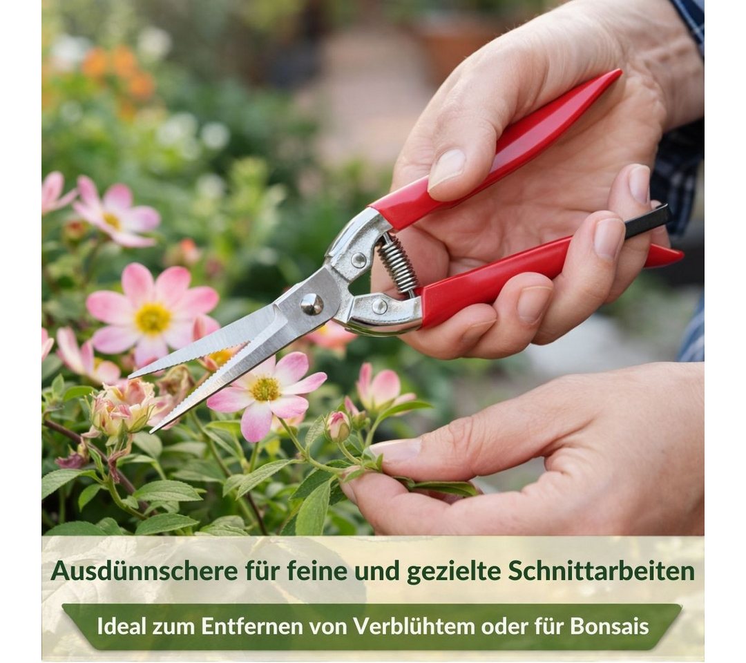 Topanbieter999 Gartenschere mit Bypass-System, spitz zulaufende Klingen, rutschfester Griff, präzises Auslichten Bild 4