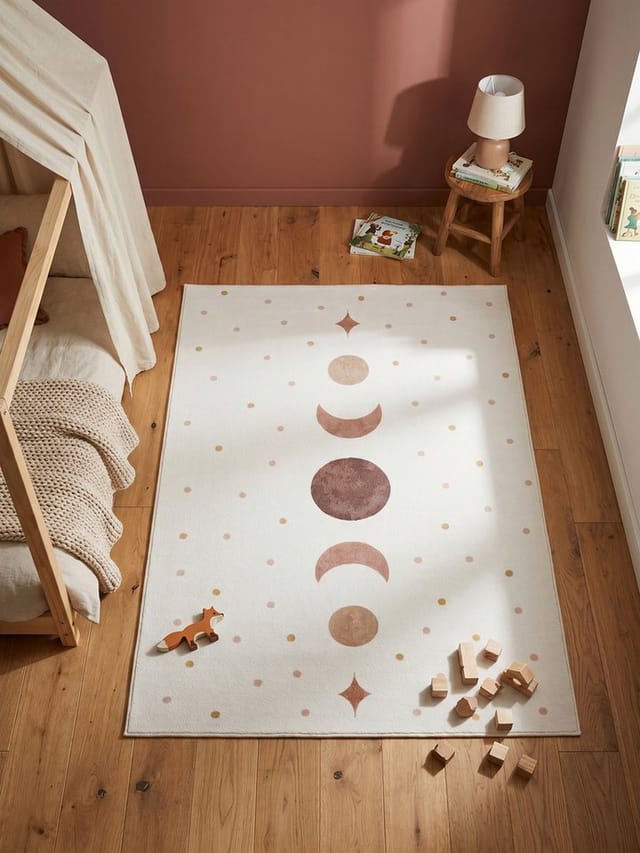 KADIMA DESIGN Teppich TINO Kinderteppich Waschbar Kinderzimmer Schadstoffgeprüft, Rechteckig, Höhe: 10 mm, Creme, 80x150 cm, Kinderteppich Waschbar Spielteppich