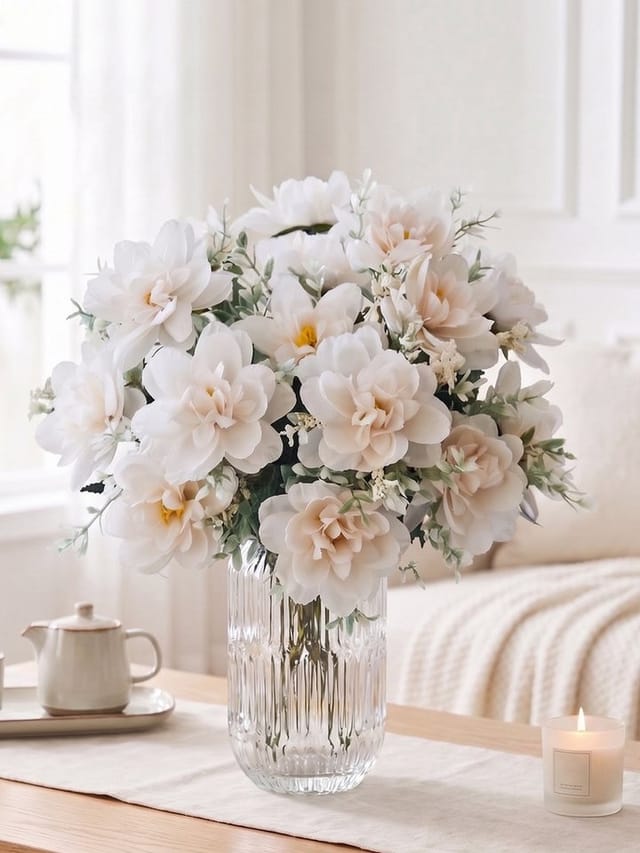 Kunstblumenstrauß Kunstblumen Set künstlicher Strauß realistische Blumen Deko, Fanci Home, - Tischdeko Wohnzimmer modern