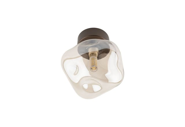 Licht-Erlebnisse Deckenleuchte UMERA, ohne Leuchtmittel, Rauchglas Metall Braun Cognac G9 rund Modern
