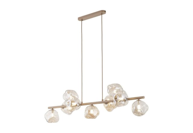 Licht-Erlebnisse Pendelleuchte UMERA, ohne Leuchtmittel, Metall Rauchglas G9 H: max. 141 cm Beige Cognac länglich Modern