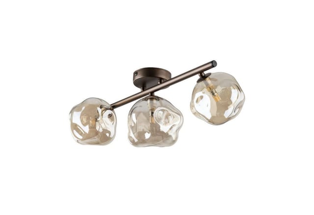 Licht-Erlebnisse Deckenstrahler UMERA, ohne Leuchtmittel, Metall Rauchglas G9 verstellbar Braun Cognac 3-flammig länglich